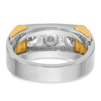14k Two-tone Men's Polished 3-Stone Ring Mounting (No Stones Included)