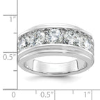 14k White Gold Five Stone Polished Brushed and Grooved Men's Ring Mounting (No Stones Included)