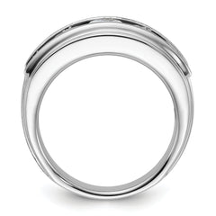 True Origin 14k White Gold 3 1/2 carat Lab Grown Diamond VS+ F+ Five Stone Complete Polished Brushed and Grooved Men's Ring