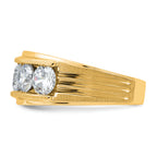 14k Five Stone Polished Brushed and Grooved Men's Ring Mounting, Mounting Only - Sophia Jewelers