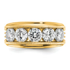 True Origin 14k 3 1/2 carat Lab Grown Diamond VS+ F+ Five Stone Complete Polished Brushed and Groove - Sophia Jewelers