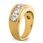 14k Five Stone Polished Brushed and Grooved Men's Ring Mounting, Mounting Only - Sophia Jewelers