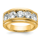 True Origin 14k 3 1/2 carat Lab Grown Diamond VS+ F+ Five Stone Complete Polished Brushed and Groove - Sophia Jewelers