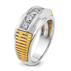 14k Two-tone Men's Polished and Textured 5-Stone Ring Mounting, Mounting Only - Sophia Jewelers