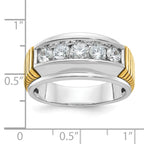 14k Two-tone Men's Polished and Textured 5-Stone 1 Carat AA Quality Diamond Ring - Sophia Jewelers