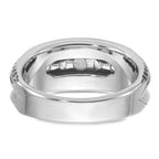 14k White Gold Men's Polished and Textured 5-Stone Ring Mounting, Mounting Only - Sophia Jewelers