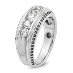 14k White Gold with Black Rhodium Men's Polished and Textured 5-Stone 1 Carat AA Quality Diamond Rin - Sophia Jewelers