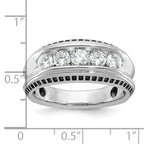 14k White Gold Men's Polished and Textured 5-Stone Ring Mounting, Mounting Only - Sophia Jewelers