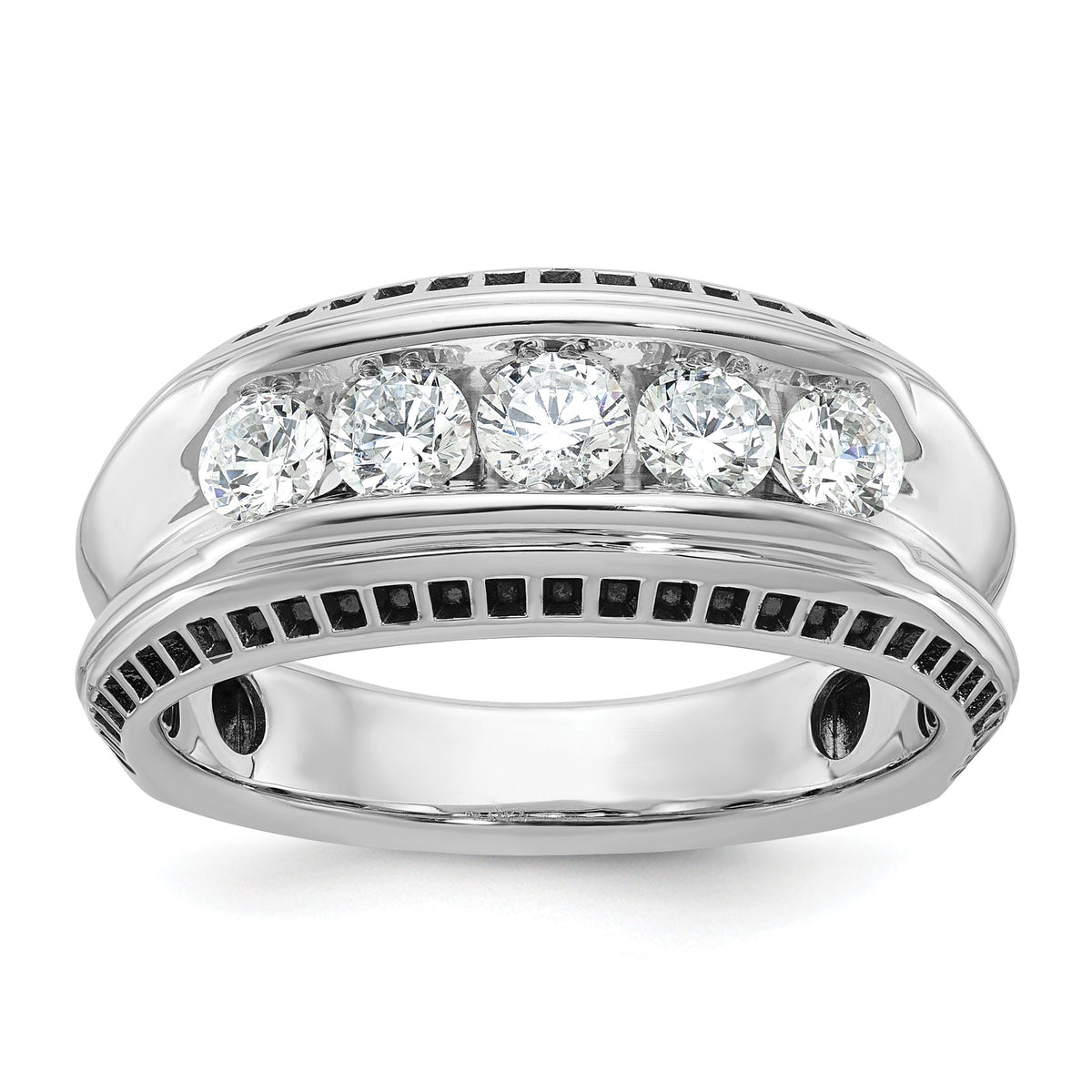 Men's Black Five-Stone Diamond Ring in 14K White Gold, 10mm (1 ct. tw.), Size 10 - Sophia Jewelers Main image