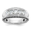 14k White Gold with Black Rhodium Men's Polished and Textured 5-Stone 1 Carat AA Quality Diamond Rin - Sophia Jewelers