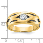 14k with Black Rhodium Men's Polished Satin and Grooved 1/3 Carat AA Quality Diamond Ring - Sophia Jewelers