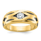 14k with Black Rhodium Men's Polished Satin and Grooved 1/3 Carat AA Quality Diamond Ring - Sophia Jewelers