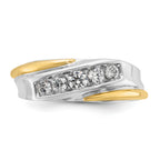 14k Two-tone Men's Polished and Grooved 5-Stone Ring Mounting, Mounting Only - Sophia Jewelers