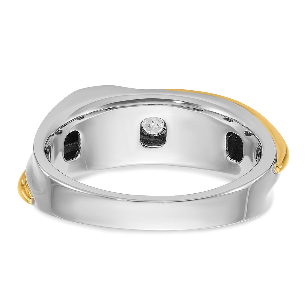 14k Two-tone Men's Polished and Grooved 5-Stone Ring Mounting, Mounting Only - Sophia Jewelers