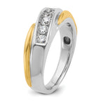 14k Two-tone Men's Polished and Grooved 5-Stone Ring Mounting, Mounting Only - Sophia Jewelers