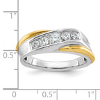 14k Two-tone Men's Polished and Grooved 5-Stone Ring Mounting, Mounting Only - Sophia Jewelers