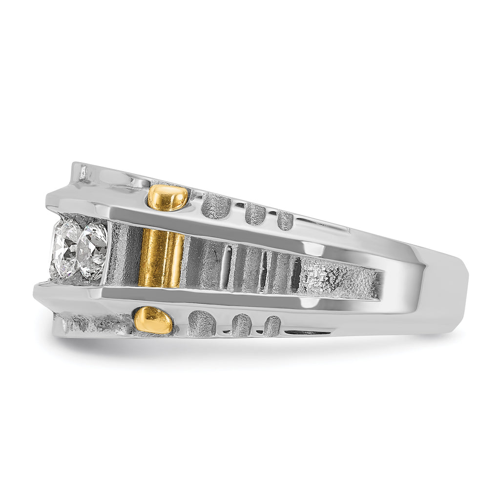 14k Two-tone Men's Polished and Textured 5-Stone 1 Carat AA Quality Diamond Ring - Sophia Jewelers