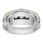 14k Two-tone Men's Polished and Textured 5-Stone Ring Mounting, Mounting Only - Sophia Jewelers
