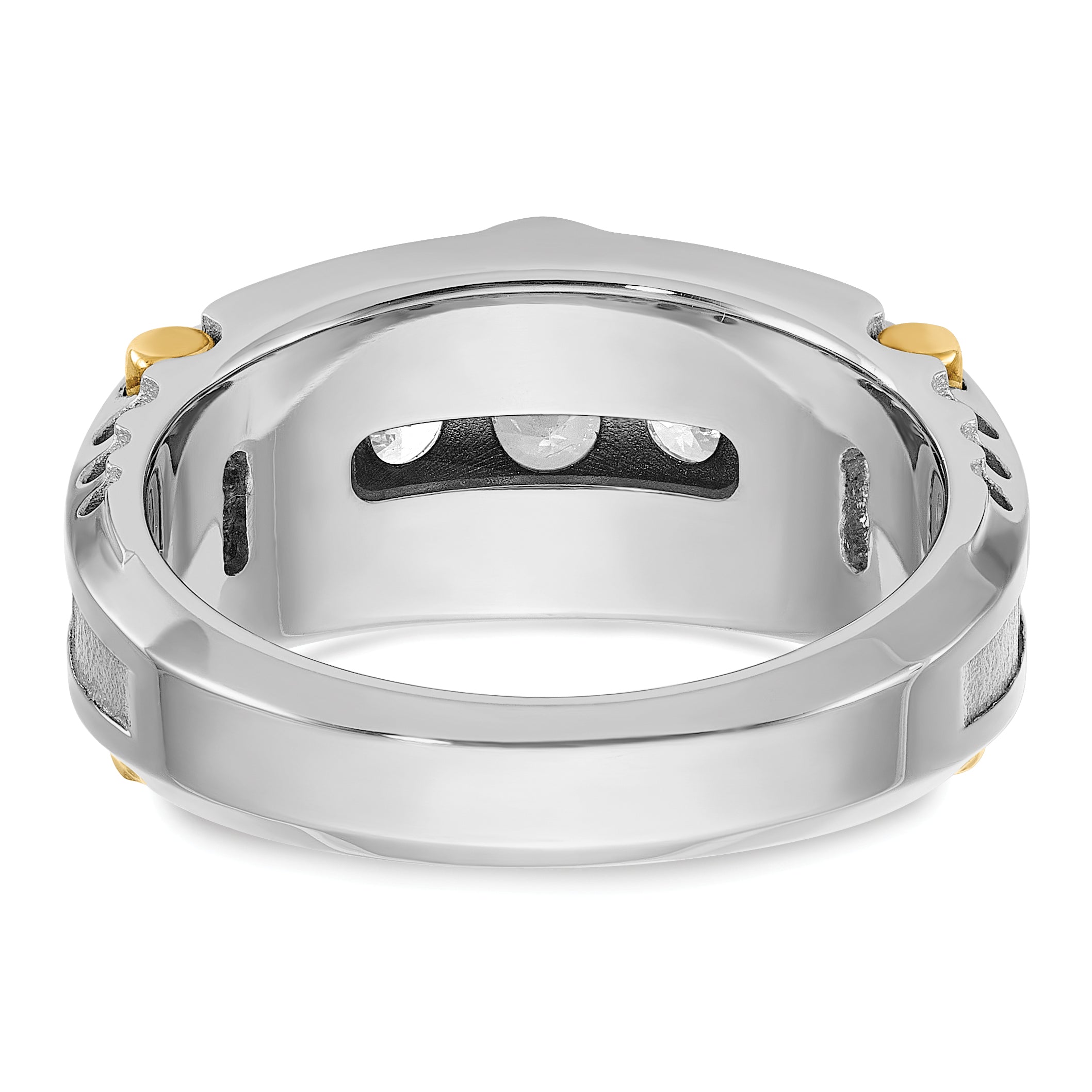 14k Two-tone Men's Polished and Textured 5-Stone Ring Mounting, Mounting Only - Sophia Jewelers