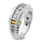 14k Two-tone Men's Polished and Textured 5-Stone Ring Mounting, Mounting Only - Sophia Jewelers