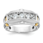 14k Two-tone Men's Polished and Textured 5-Stone 1 Carat AA Quality Diamond Ring - Sophia Jewelers