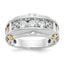 14k Two-tone Men's Polished and Textured 5-Stone 1 Carat AA Quality Diamond Ring - Sophia Jewelers