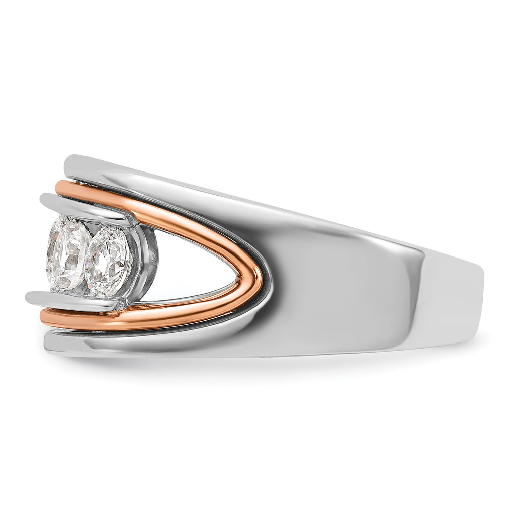 14k White and Rose Gold Mens Polished Channel-set 5-Stone Ring Mounting, Mounting Only - Sophia Jewelers