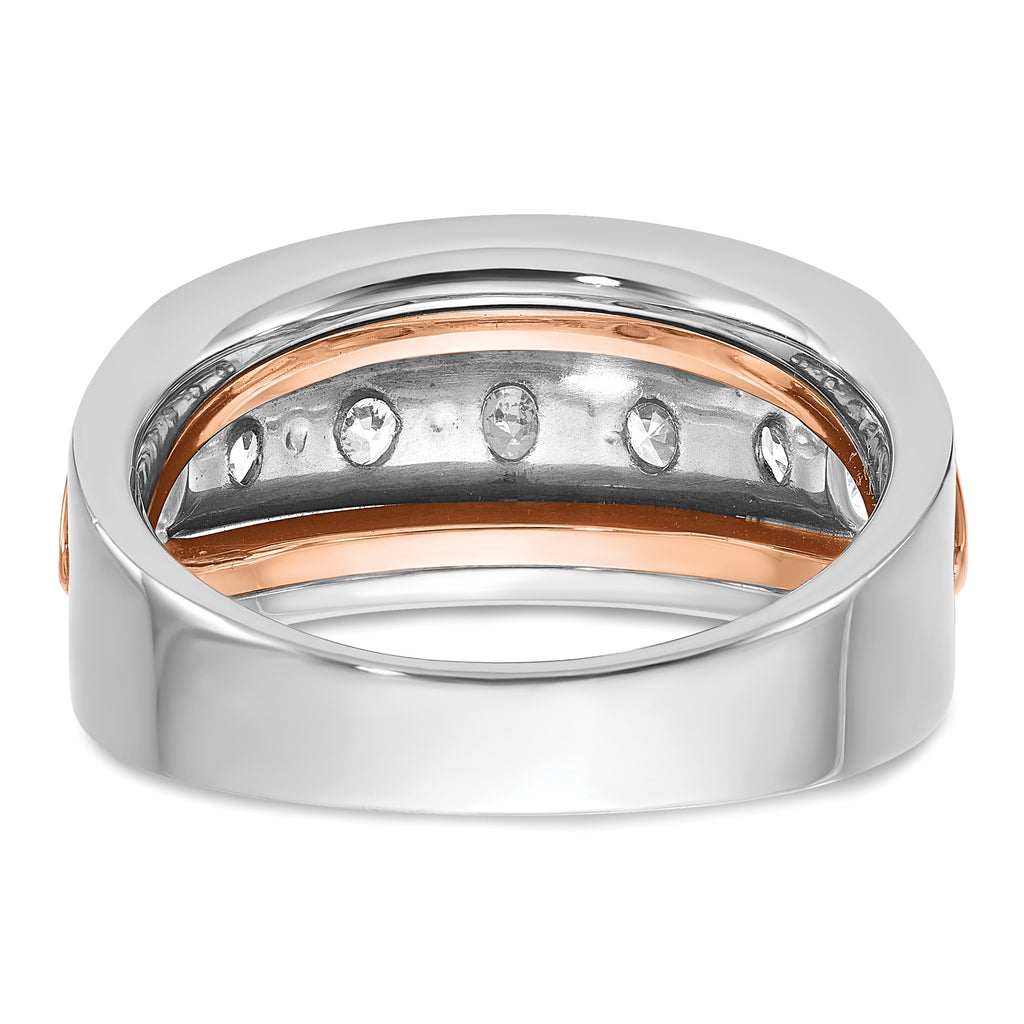 14k White and Rose Gold Mens Polished Channel-set 5-Stone 1.5 Carat AA Diamond Ring - Sophia Jewelers