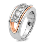 14k White and Rose Gold Mens Polished Channel-set 5-Stone Ring Mounting, Mounting Only - Sophia Jewelers