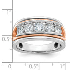 14k White and Rose Gold Mens Polished Channel-set 5-Stone 1.5 Carat AA Diamond Ring - Sophia Jewelers