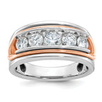 14k White and Rose Gold Mens Polished Channel-set 5-Stone Ring Mounting, Mounting Only - Sophia Jewelers