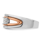 14k Rose and White Gold Mens Polished Channel-set 5-Stone 1/2 Carat AA Diamond Ring - Sophia Jewelers