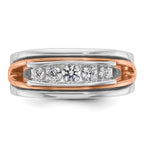 14k Rose and White Gold Mens Polished Channel-set 5-Stone 1/2 Carat AA Diamond Ring - Sophia Jewelers