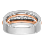 14k Rose and White Gold Mens Polished Channel-set 5-Stone 1/2 Carat AA Diamond Ring - Sophia Jewelers