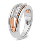 14k Rose and White Gold Mens Polished Channel-set 5-Stone 1/2 Carat AA Diamond Ring - Sophia Jewelers