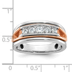 14k Rose and White Gold Mens Polished Channel-set 5-Stone Ring Mounting, Mounting Only - Sophia Jewelers