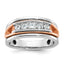 14k Rose and White Gold Mens Polished Channel-set 5-Stone Ring Mounting, Mounting Only - Sophia Jewelers