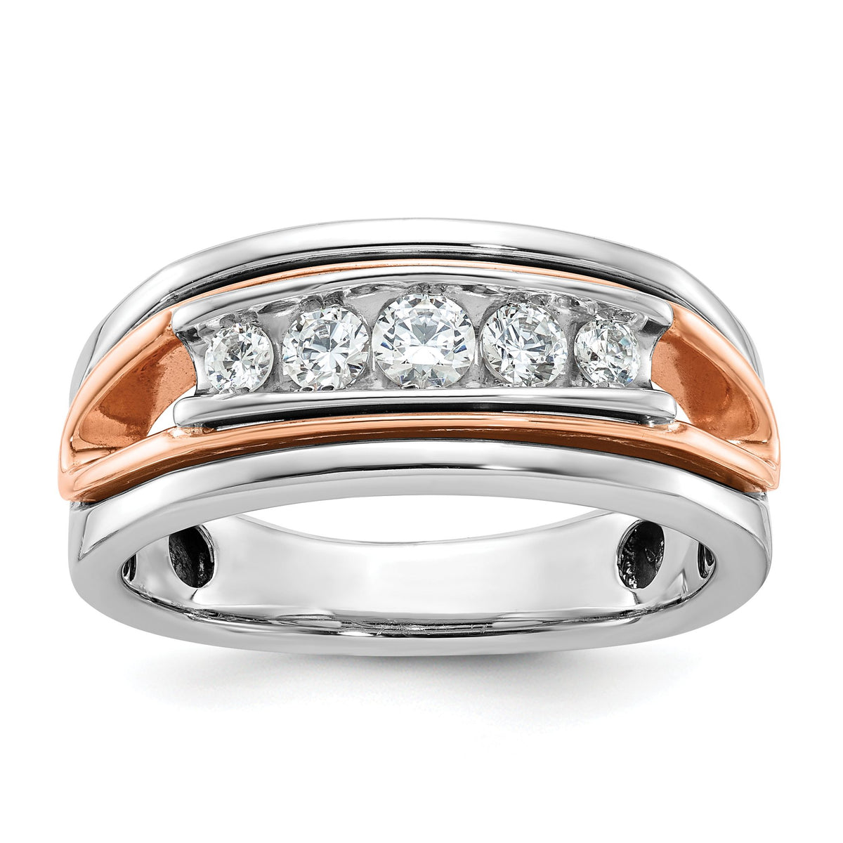 Men's Channel-Set Five-Stone Diamond Ring in 14K Two-Tone Gold, 9mm (1/2 ct. tw.), Size 10 - Sophia Jewelers Main image