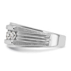 14k White Gold Men's Polished Brushed and Grooved 5-Stone 1 Carat AA Quality Diamond Ring - Sophia Jewelers