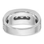 14k White Gold Men's Polished Brushed and Grooved 5-Stone Ring Mounting, Mounting Only - Sophia Jewelers