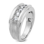 14k White Gold Men's Polished Brushed and Grooved 5-Stone 1 Carat AA Quality Diamond Ring - Sophia Jewelers