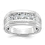 14k White Gold Men's Polished Brushed and Grooved 5-Stone 1 Carat AA Quality Diamond Ring - Sophia Jewelers