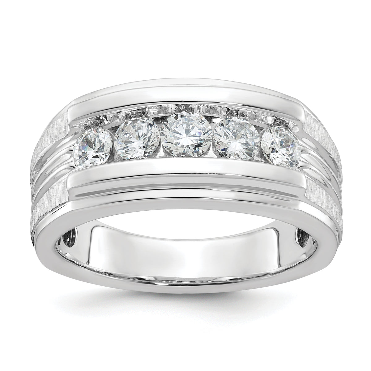 14k White Gold Men's Lab Grown VS/SI FGH Dia Complete Ring - Sophia Jewelers