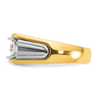 14k Two-tone Men's Polished and Grooved 3-Stone Ring Mounting, Mounting Only - Sophia Jewelers