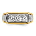 14k Two-tone Men's Polished and Grooved 3-Stone 1 Carat AA Quality Diamond Ring - Sophia Jewelers
