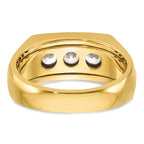14k Two-tone Men's Polished and Grooved 3-Stone 1 Carat AA Quality Diamond Ring - Sophia Jewelers