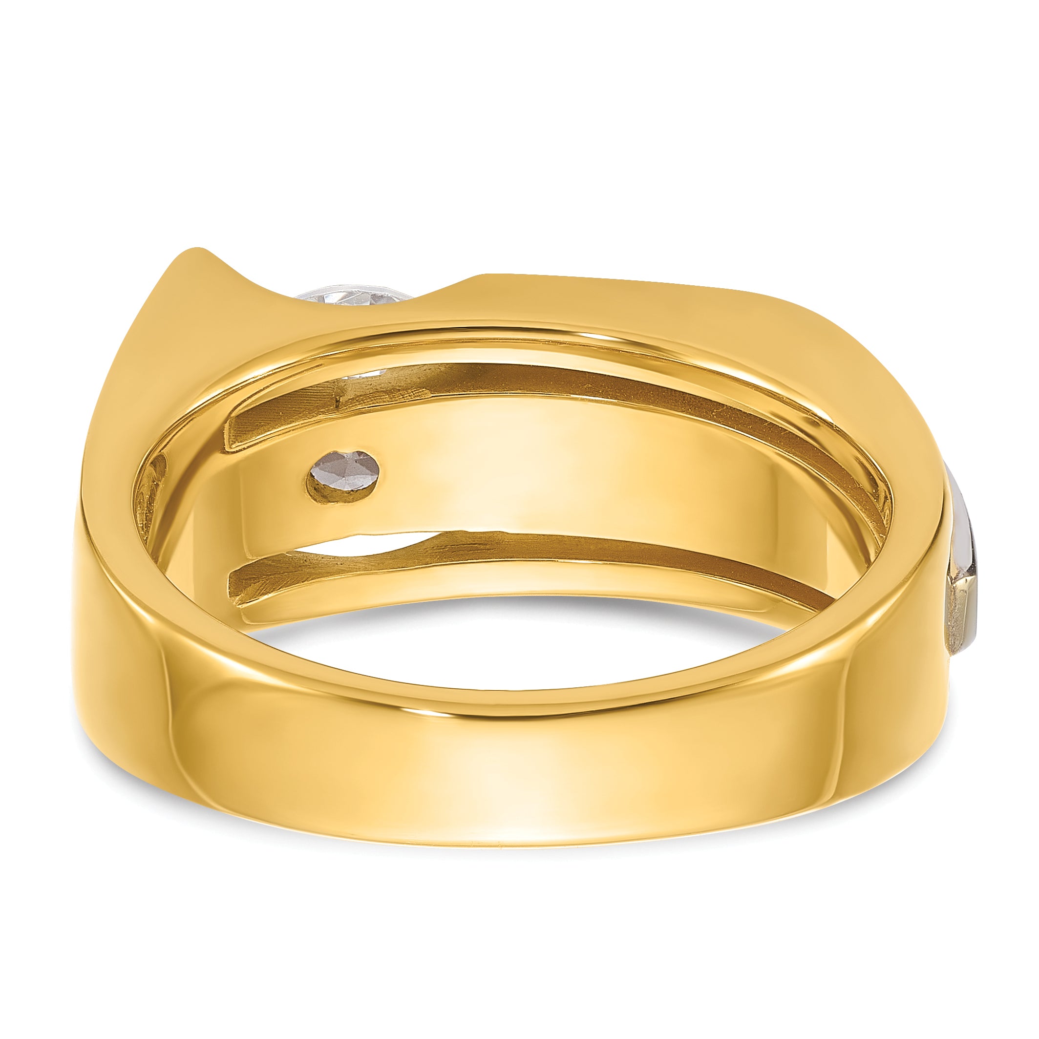14k Two-tone 1 1/4 carat Lab Grown Diamond VS/SI+ G+ Complete Polished and Brushed Men's Ring
