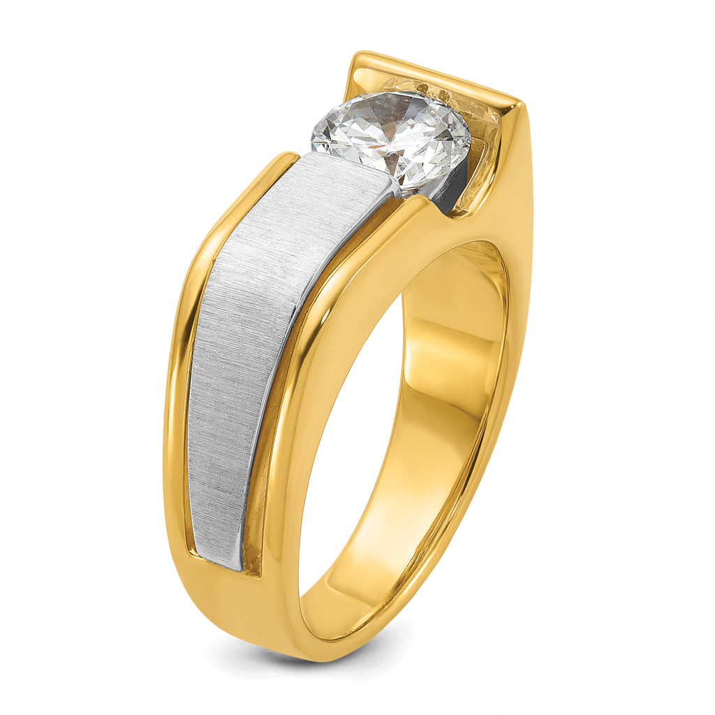14k Two-tone 1 1/4 carat Lab Grown Diamond VS/SI+ G+ Complete Polished and Brushed Men's Ring