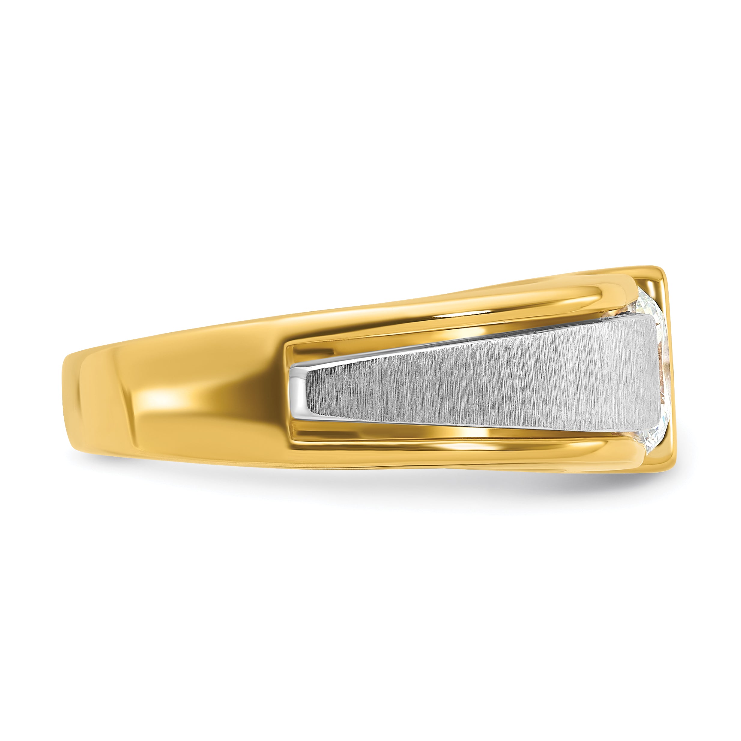 14k Two-tone 1 1/4 carat Lab Grown Diamond VS/SI+ G+ Complete Polished and Brushed Men's Ring