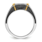 10k Two-tone Men's Polished and Satin Diamond Complete Ring